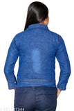 Denim women's jeans jacket, solid color, long sleeves - perfect for parties or functions. Made in India
