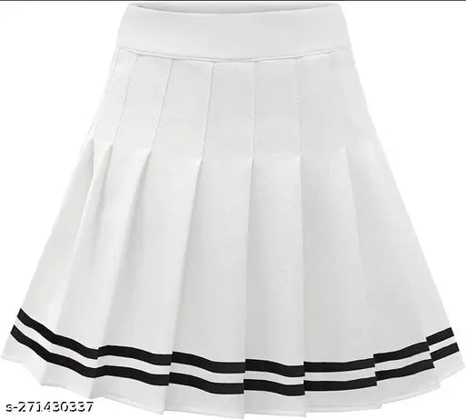 White cotton printed net skirt for women, knee length, available in sizes 24 to 34 inches waist and hip