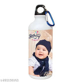 Printed Aluminium Kids Sipper Bottle, personalized 600ml water bottle for birthday or anniversary gifts, white and leak-proof design