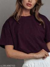 Trendy purple cotton blend loose fit solid crop top for women & girls - classic round neck design, comfortable & absorbent, perfect for spring/summer fashion