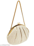 White fabric casual party formal clutch with embellished net pattern, free size (L: 10in, W: 10in), from Indian origin