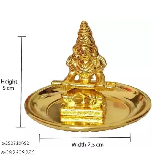Handcrafted pure brass Maa Annapurna Devi statue with Mata Plate & Kashi Vishvanath Coin, Indian devotional artwork for home altars