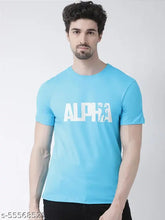 Turquoise Alpha men's round neck cotton t-shirt, short sleeves, printed design, 175-180 GSM quality. Size S-36, M-38, L-40, XL-42, XXL-44 (India origin)