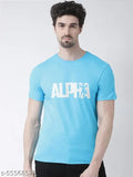 Turquoise Alpha Round Neck Cotton T-shirt for Men, premium 175-180 GSM print in sizes XS-36, S-38, M-40, L-42, XL-44 (India)