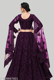 Embroidered Lehenga Choli set in net fabric, semi-stitched, featuring intricate Indian embroidery