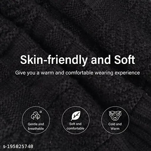 TASHIKA Arcylic fur-patterned fleece-lined beanie hat with matching scarf, warm slouchy knit cap ideal for skiing and cold climates. One size fits all, perfect for winter gifts