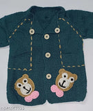 Handmade woolen sweater, cap & booties (6-12 months), self-design self-warming infant clothing - India