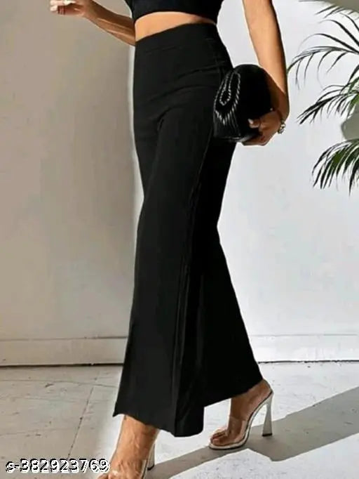 Cotton blend Trasuser bottom black, solid style men's pants from India