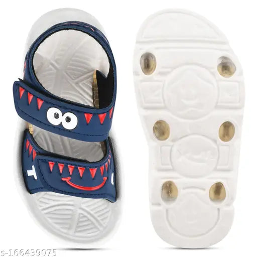 Navy Lycra sandals for boys, lightweight and comfortable for casual wear or parties - printed net design, fastened with Velcro