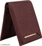 Faux leather casual wallet for men, brown color, free size, solid pattern