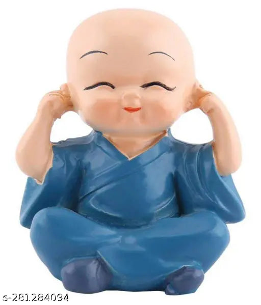 Golden poly resin Buddha statues set - Indian home decor for car dashboard, table, office