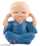 Golden poly resin Buddha statues set - Indian home decor for car dashboard, table, office