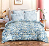 Quilted cotton-blend AC comforter, 85x85 inches, double size. Soft microfiber cover with hollow fiber filling for warmth, breathability, and allergy resistance. Perfect for MILD winter nights and easy care