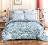 Quilted cotton-blend AC comforter, 85x85 inches, double size. Soft microfiber cover with hollow fiber filling for warmth, breathability, and allergy resistance. Perfect for MILD winter nights and easy care