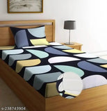 Geometric design premium cotton elastic fitted single bedsheet set, 72x36x6 inch with 1 pillow cover, all-round elastic for perfect fit