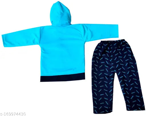 Woolen winter T-shirt & pyjama for kids, printed design in soft wool fabric, 6-24 months, Indian origin