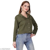 Green cotton blend jacket, stylish and comfortable women's and girls winter wear by AMNOUR