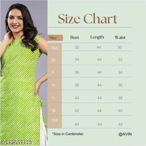 Stitched green Lehriya Kurti with white Palazzo - vibrant, printed cotton ethnic women's designer outfit with sleeveless silhouette and intricate detailing, India