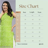 Stitched green Lehriya Kurti with white Palazzo - vibrant, printed cotton ethnic women's designer outfit with sleeveless silhouette and intricate detailing, India