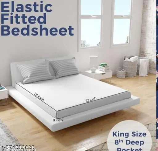 Glace cotton elastic fitted checked double bed sheets & pillow covers, superfine summer quality, ideal for adults