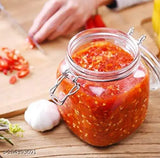 Clear borosilicate dry fruit jar, pack of 4 with airtight lid - Classic Jars from India