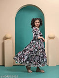 Multicolored, comfortable cotton dress for girls, sizes 4-14 years, vibrant prints and patterns, dyed/washed net, three-quarter sleeves, flattering fit and flare design
