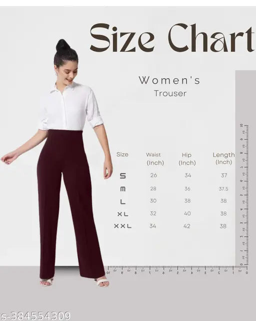 Classic cotton blend solid high-rise bell-bottom trousers for women, India origin