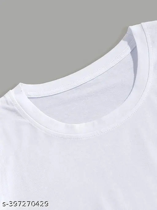 White polyester crop top with Mahadev Design print, short sleeves for girls, India origin