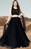 Embellished velvet and satin girls' lengha choli with tissue sleeve, solid stitch type, free size, Indian origin