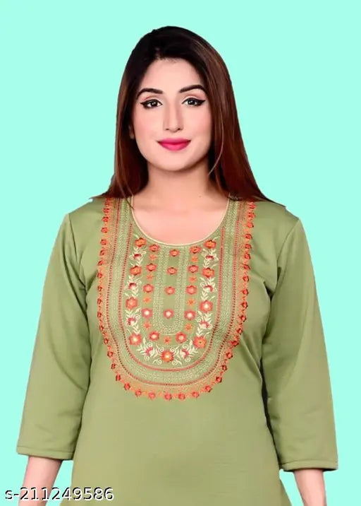 Red woolen embroidered kurti, three-quarter sleeves, intricate hand-embroidery, floral jaal pattern, Indian origin