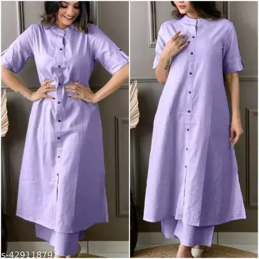 Striped cotton kurta set with palazzos for women, three-quarter sleeves, Indian ethnic wear in various sizes S-XXL