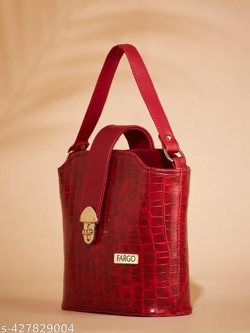 Fargo Maroon PU textured net sling bag, durable and stylish, ideal for work or travel, made in India