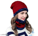 Stylish wool balaclava cap and neck muff with matching fur-lined winter socks, trending for girls and women's comfort and warmth in one size