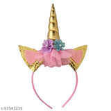 Rainbow net unicorn frock for girls, embellished with knee-length tutu and matching headband, perfect for parties or special occasions