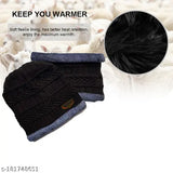 Woolen Indian winter cap set with neck muffler, warm and soft for snow. 2-piece knit beanie and scarf, perfect for women's outdoor activities. High-quality acrylic and cotton material, skin-friendly and comfortable. Modern style