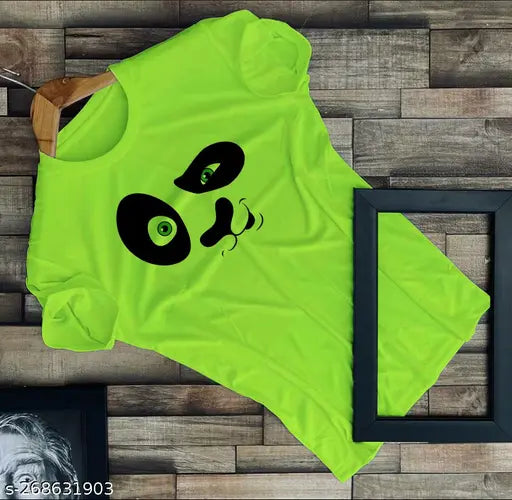 Pure Heart panda-face printed unisex polyester/lycra t-shirt, round neck, short sleeves