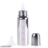 Stainless steel milk feeding bottle with hot case cover, silver & 250ml - insulated baby bottle, BPA-free, durable & long-lasting