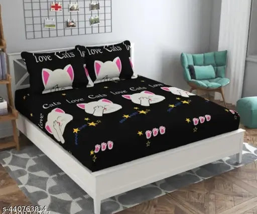 Ultra-soft cotton double size bedsheet with 2 matching pillow covers (90x90) by Syriddyaas, machine washable for summer use