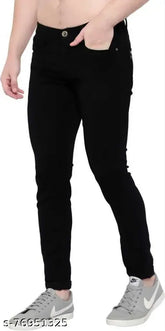 Black silk slim fit men's jeans - stylish black denim for a streamlined look