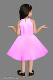 Pink cotton blend sleeveless embellished net princess frock for girl on hanger, stylish designer children's clothing from India