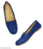 Blue Bellie suede ballerinas for women and girls - stylish slip-on shoes with a touch of elegance, perfect for casual or special occasions. Made in India
