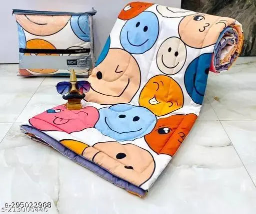 Soft Glace Cotton Kids Single Bed Comforter with Cartoon Print, Machine Washable & Lightweight