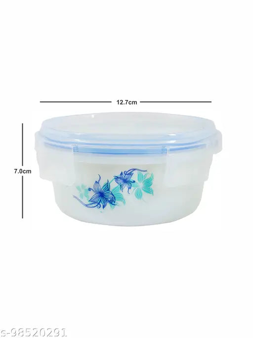 Opalware storage container set of 4pcs, white with floral print, airtight for food preservation and nesting for space-saving