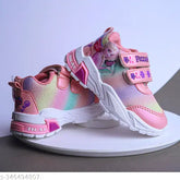 Rainbow pink mesh sneakers with wings sticker, playful kids shoes in colorblock design from FootStation