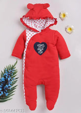 Red printed cotton sweatshirt & pant set for baby girls - 0-18 months, Indian handcrafted design