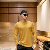 Men's cotton blend long-sleeve Popcor Stylist T-shirt, solid color, size M (38in chest, 27in length)