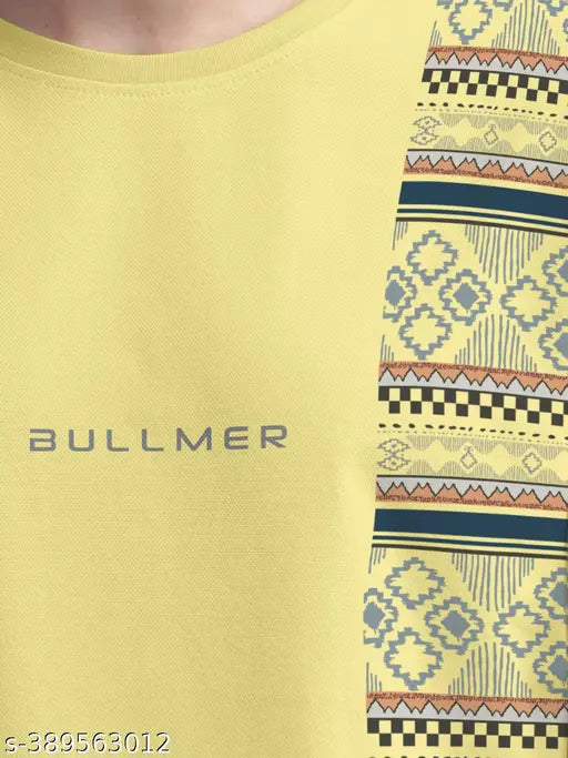 YellowFront and Back Printed Colourblock Baggy Oversized Tshirt for Men - Cotton blend, trendy and premium quality, machine or hand washable, stretchable and cool texture