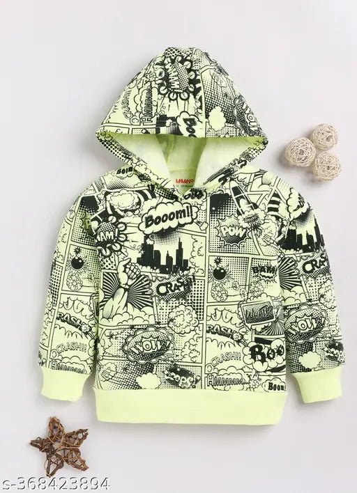 Green Mimino boys allover printed cotton sweatshirt, long sleeves, popular children's wear from India