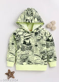 Green Mimino boys allover printed cotton sweatshirt, long sleeves, popular children's wear from India