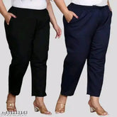 Samar premium stretchable cotton trousers (XXL, XL, L, M), big size pack of 2 - India